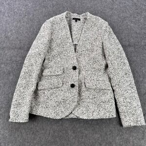 Rag & Bone Blazer Womens 4 Gray Boucle Tweed Flecked Collarless 2 Button Jacket